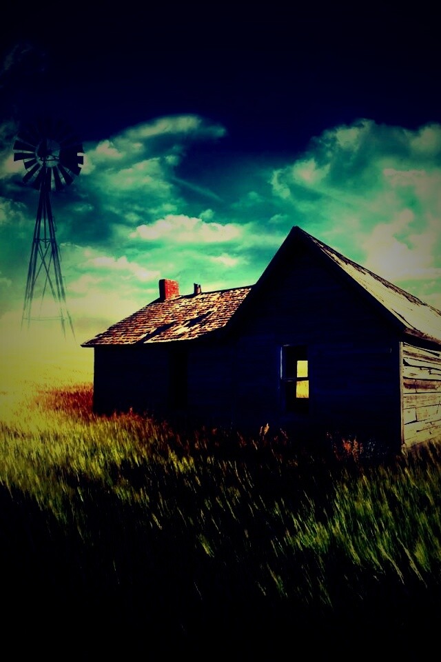 Домик в поле обои