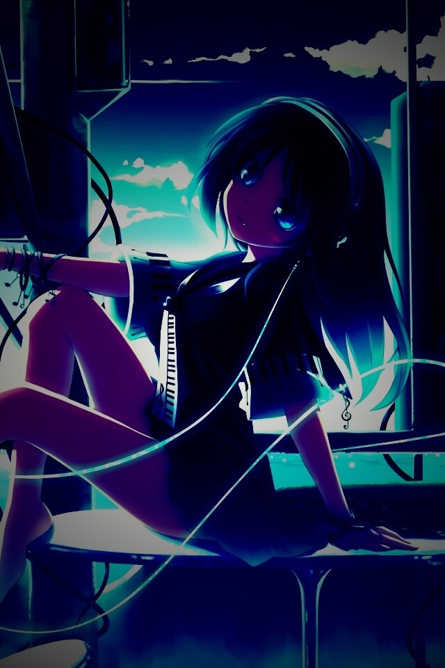 Девочка с плеером обои