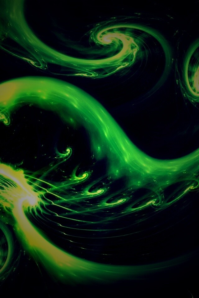 Спиральные абстрактные фракталы зеленого цвета обои
