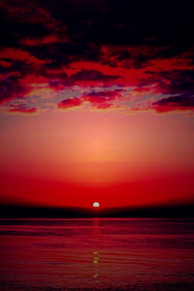 Багровый закат обои