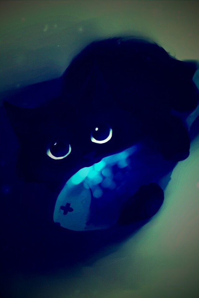 Кот с рыбкой обои