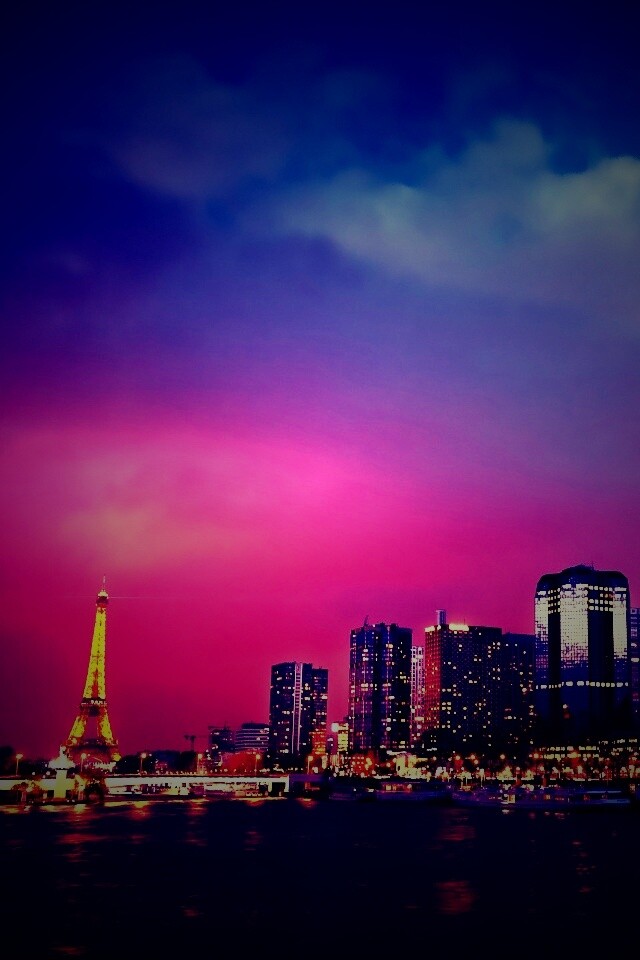 Вид на ночной Париж обои