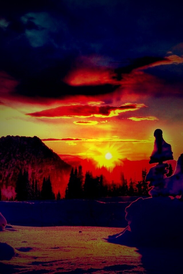 Зимнее солнце обои