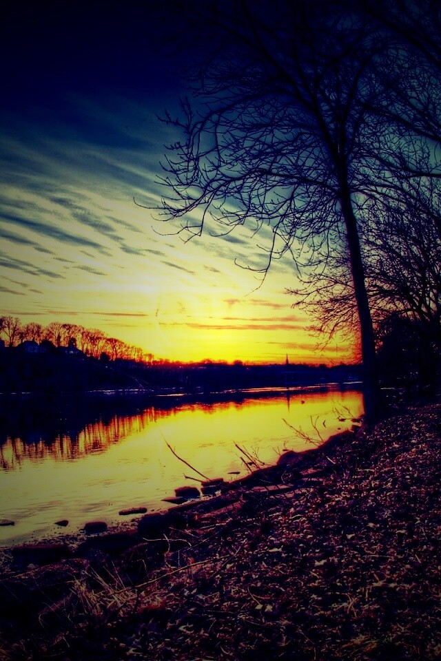 Осенний закат обои