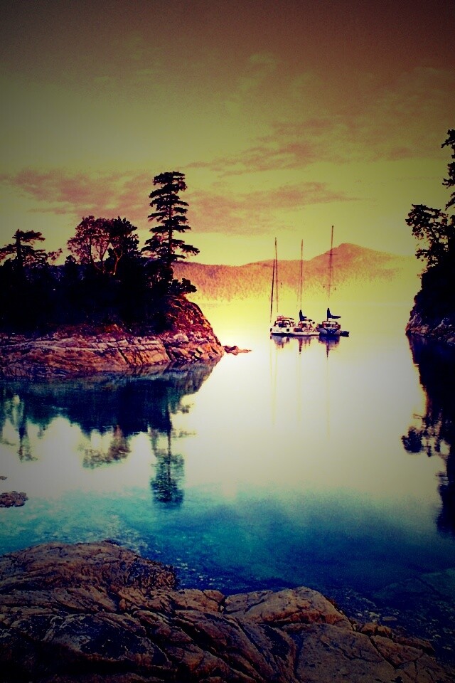 Яхты в заливе обои