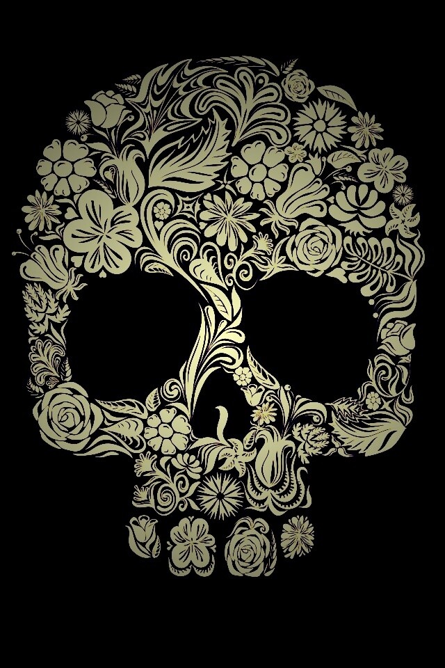 Череп из векторных цветов обои