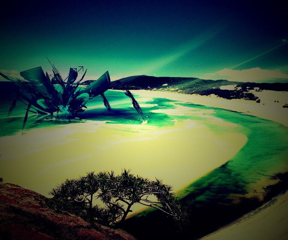 Робот на побережье обои