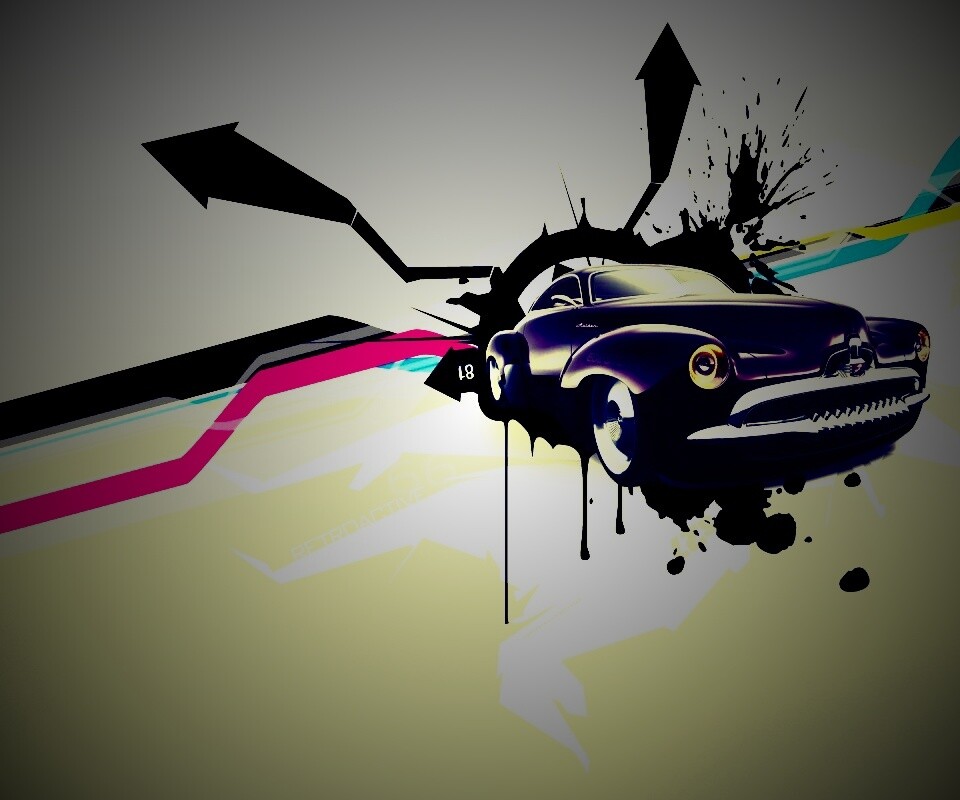 Абстракция с ретро авто обои