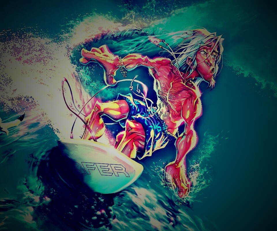 Карикатура на серфера обои