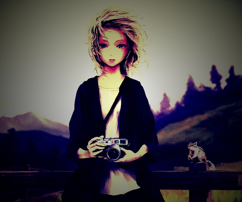 Девушка с фотоаппаратом обои
