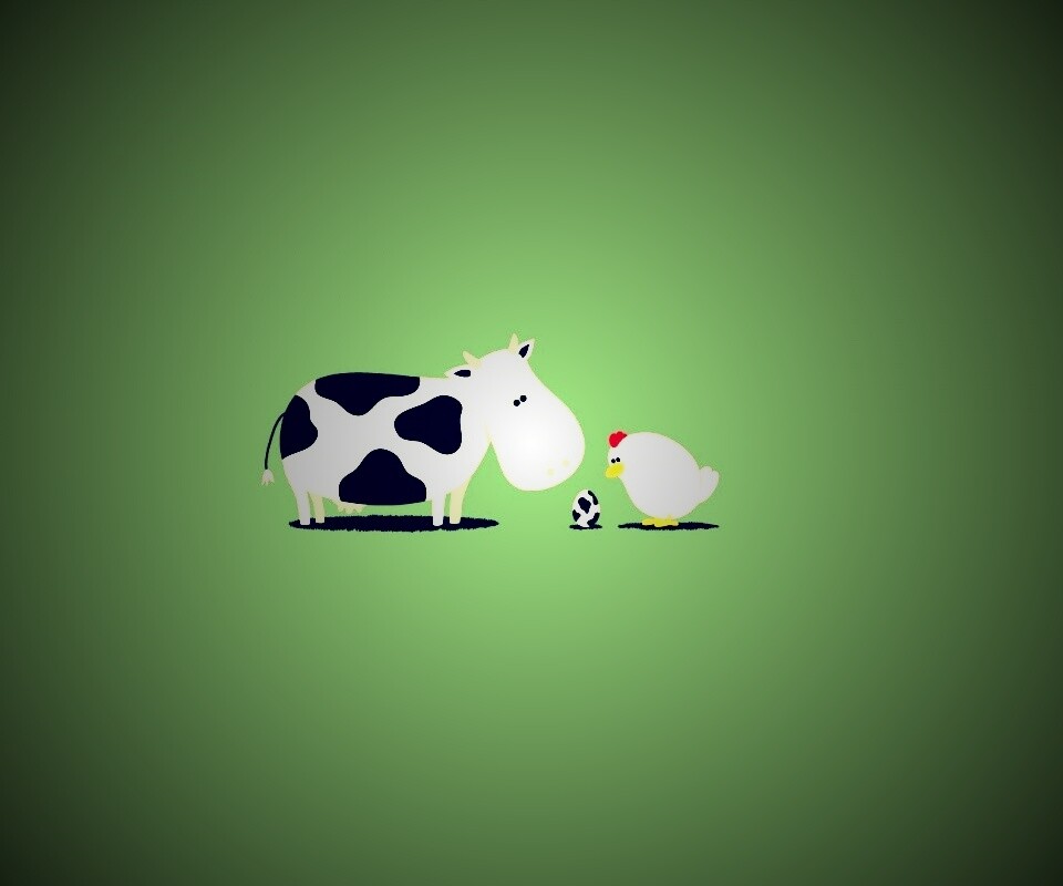 Корова + курица обои