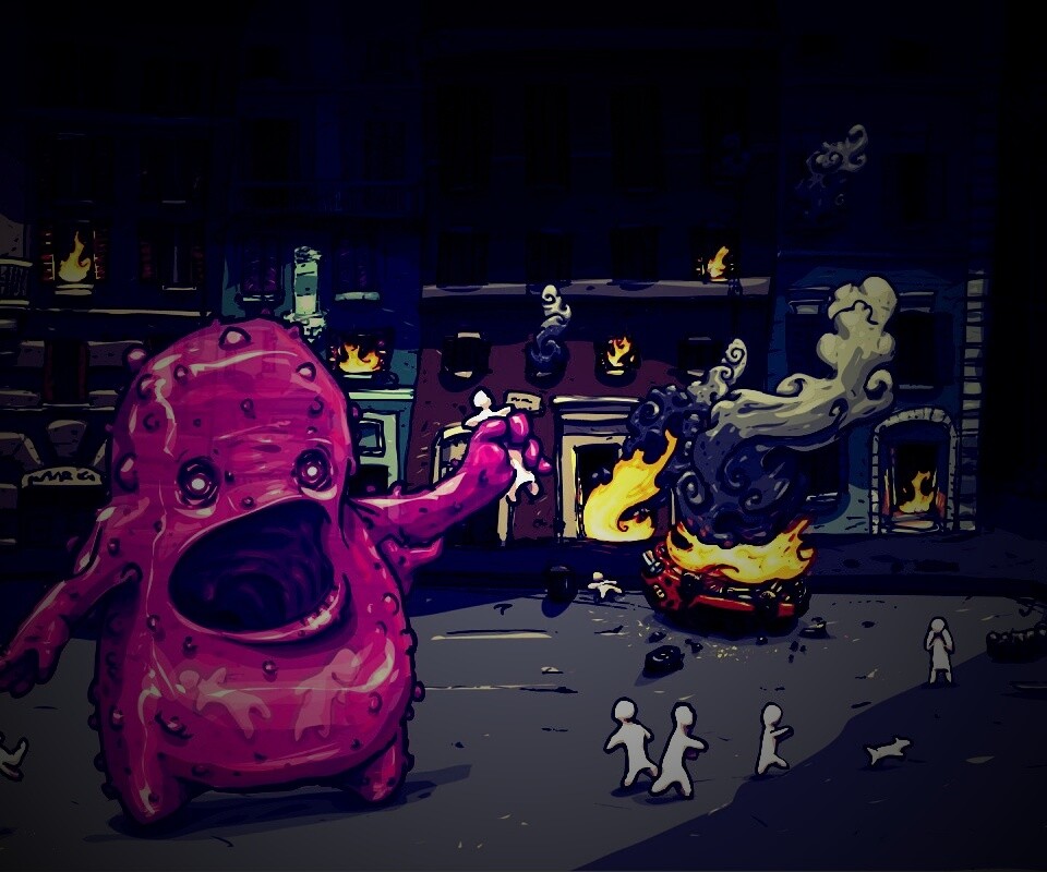 Монстр жрет людей обои