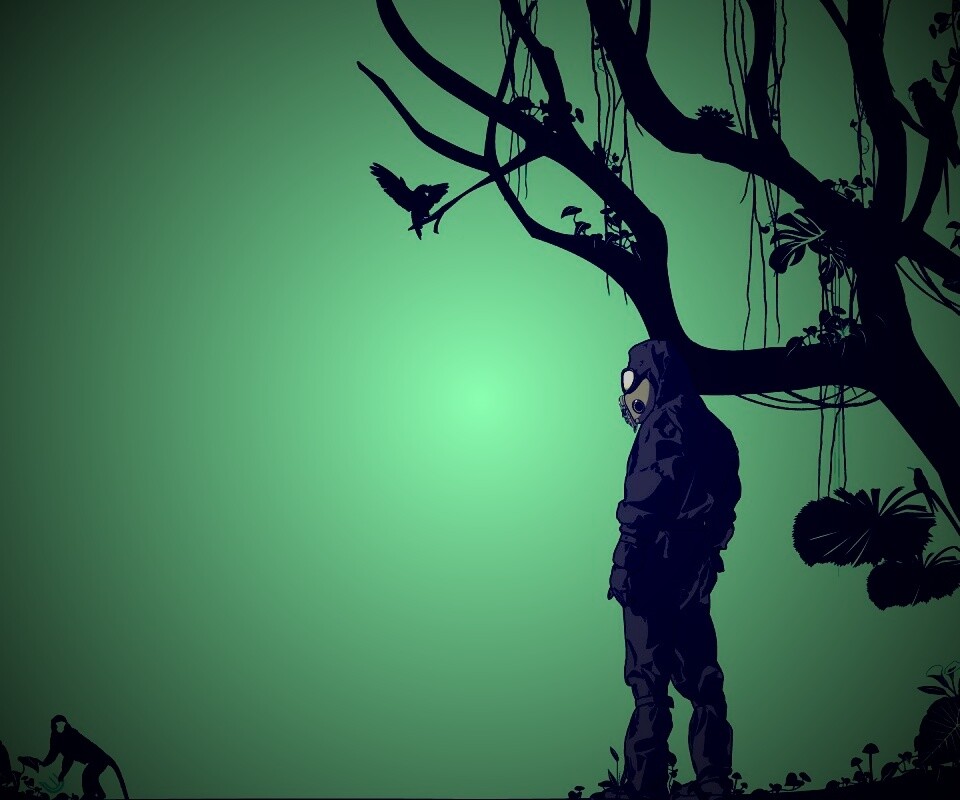 Человек в защитном костюме обои