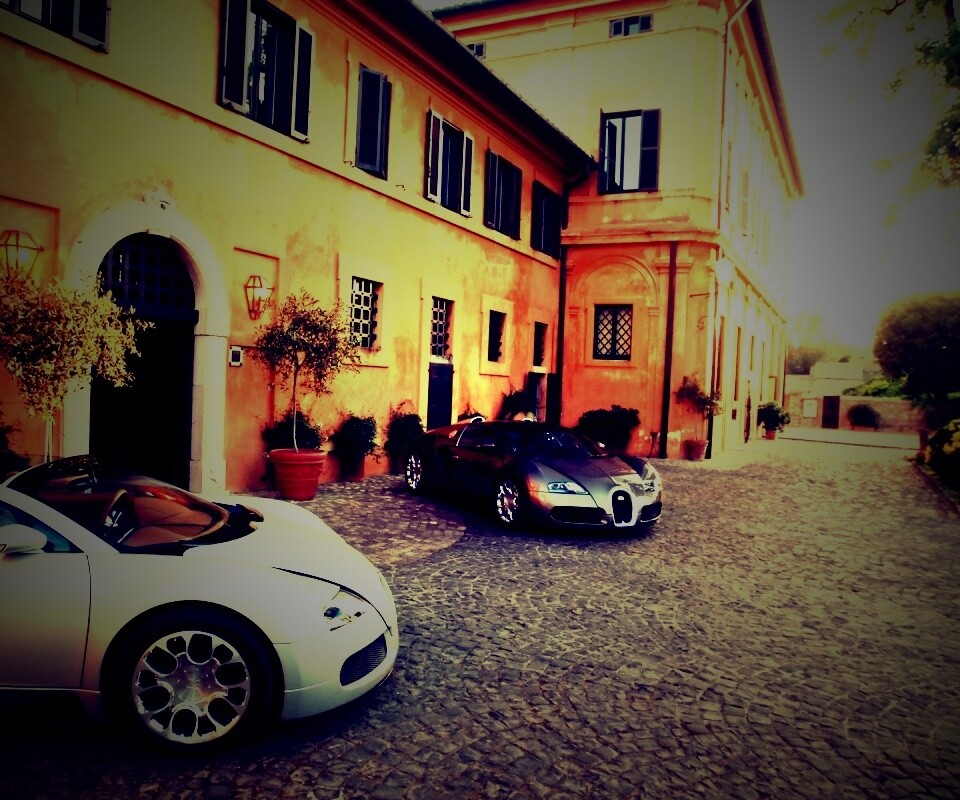 Два Бугатти у дома обои