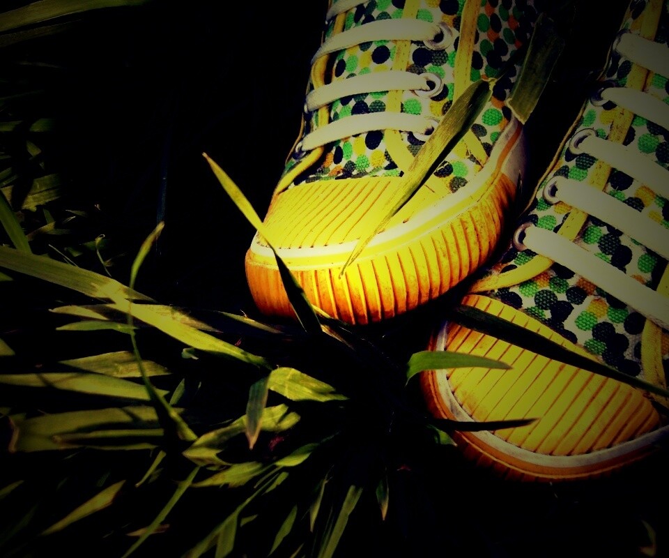 Желтые кеды в горошек обои