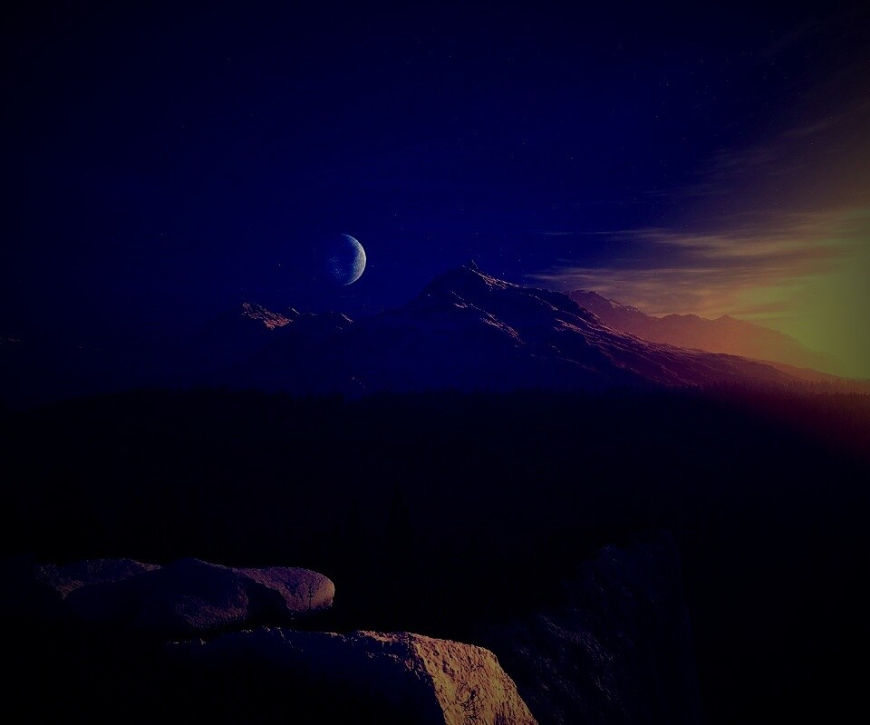 Луна над горами обои