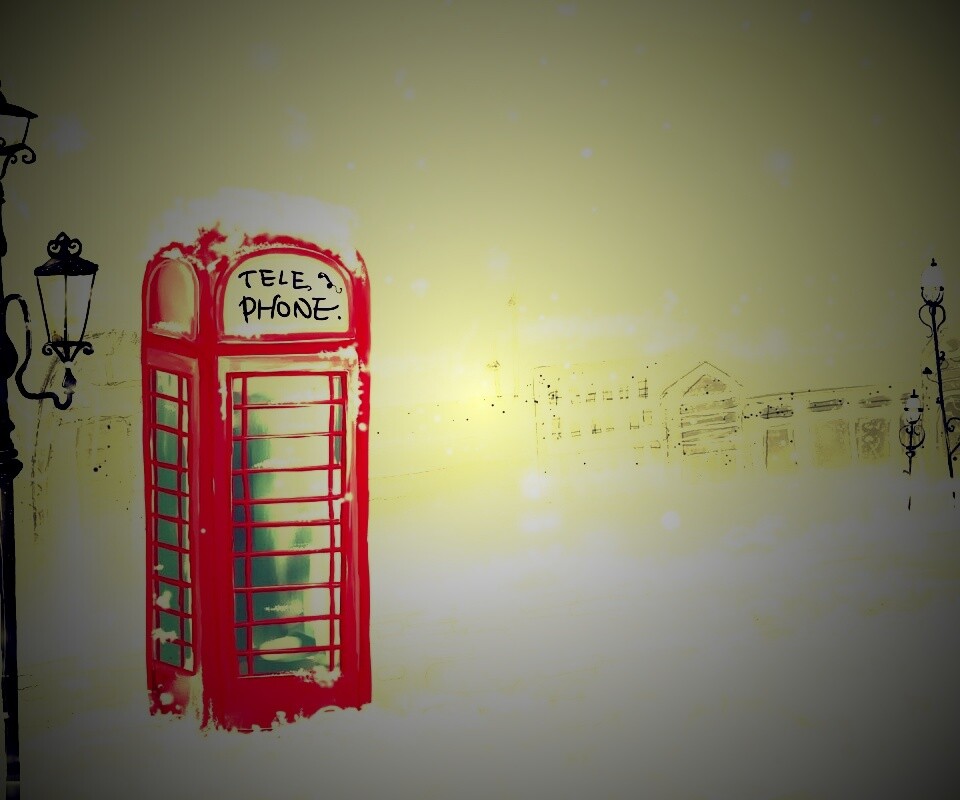 Лондонская телефонная будка обои