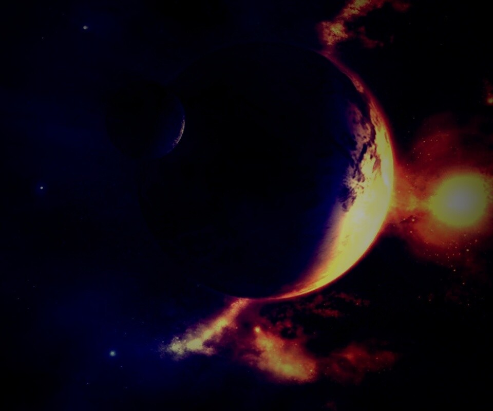 Планета с одним спутником обои