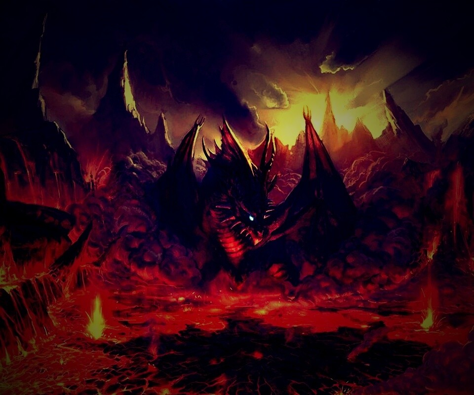 Дракон в лаве обои