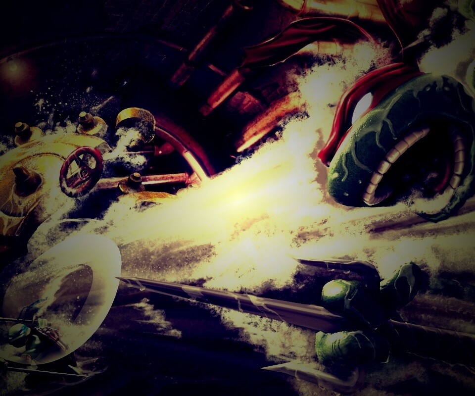 Рафаэля и Леонардо смывает водой обои