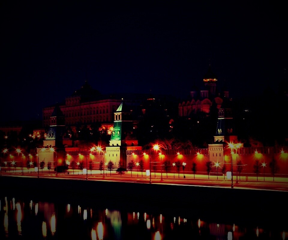 Ночной Кремль обои