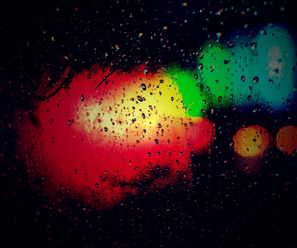 Огни за мокрым стеклом обои