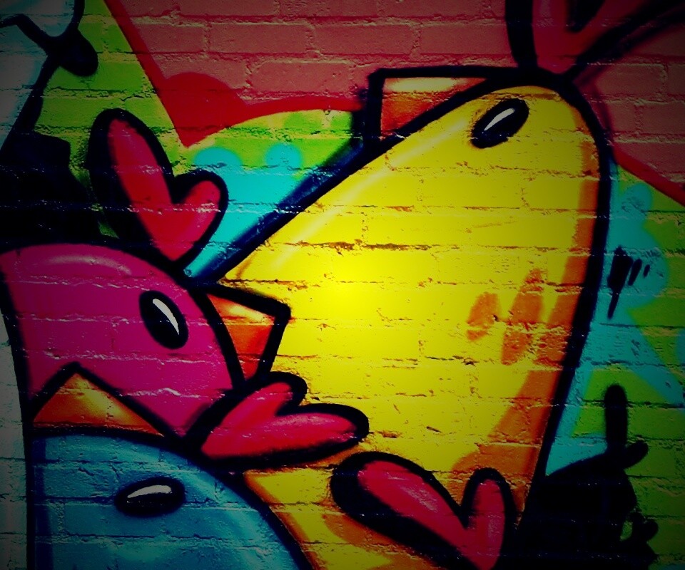 Граффити Курица с цыплятами обои