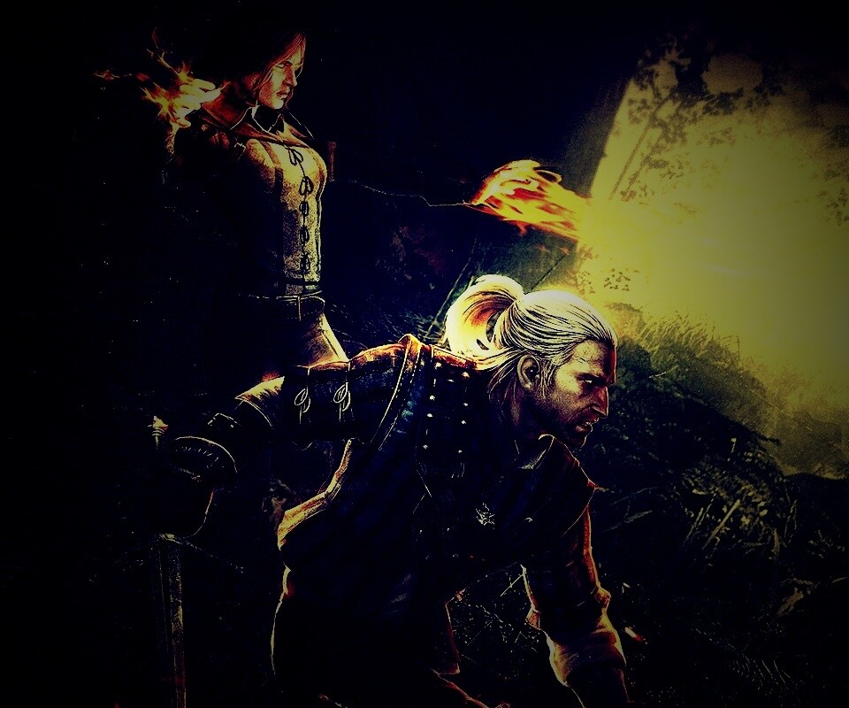 Геральт и Трисс в бою обои