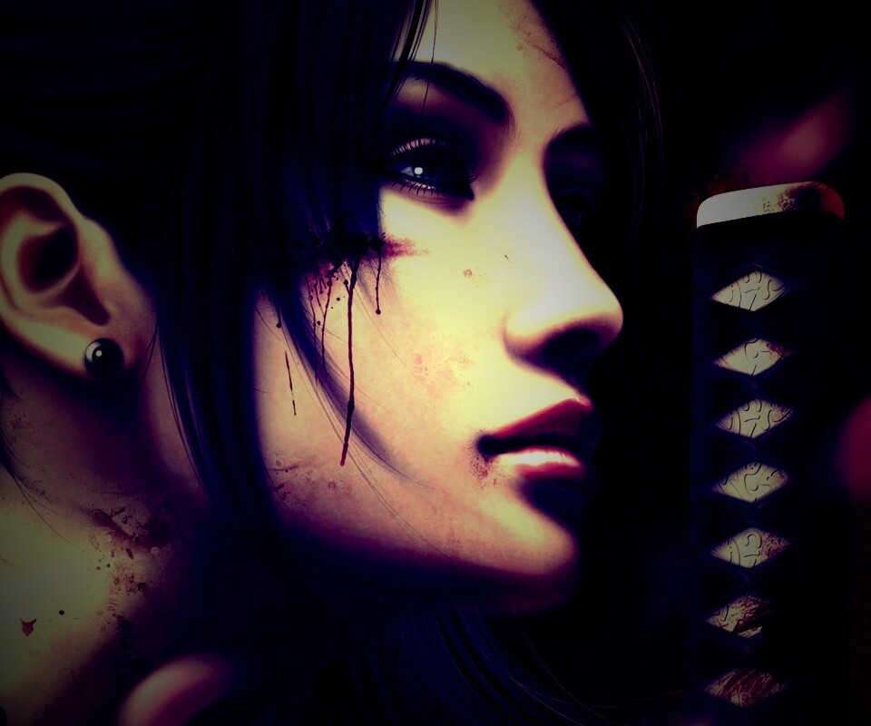 Японка с катаной обои