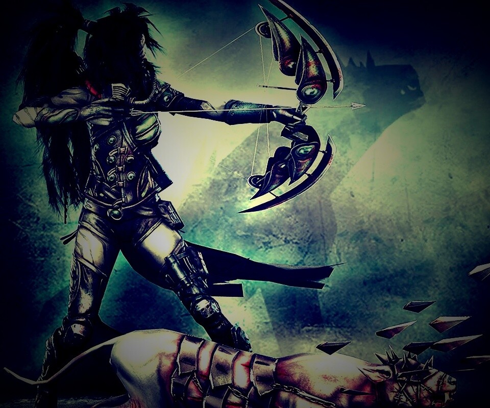 Лучница с боевым псмо обои