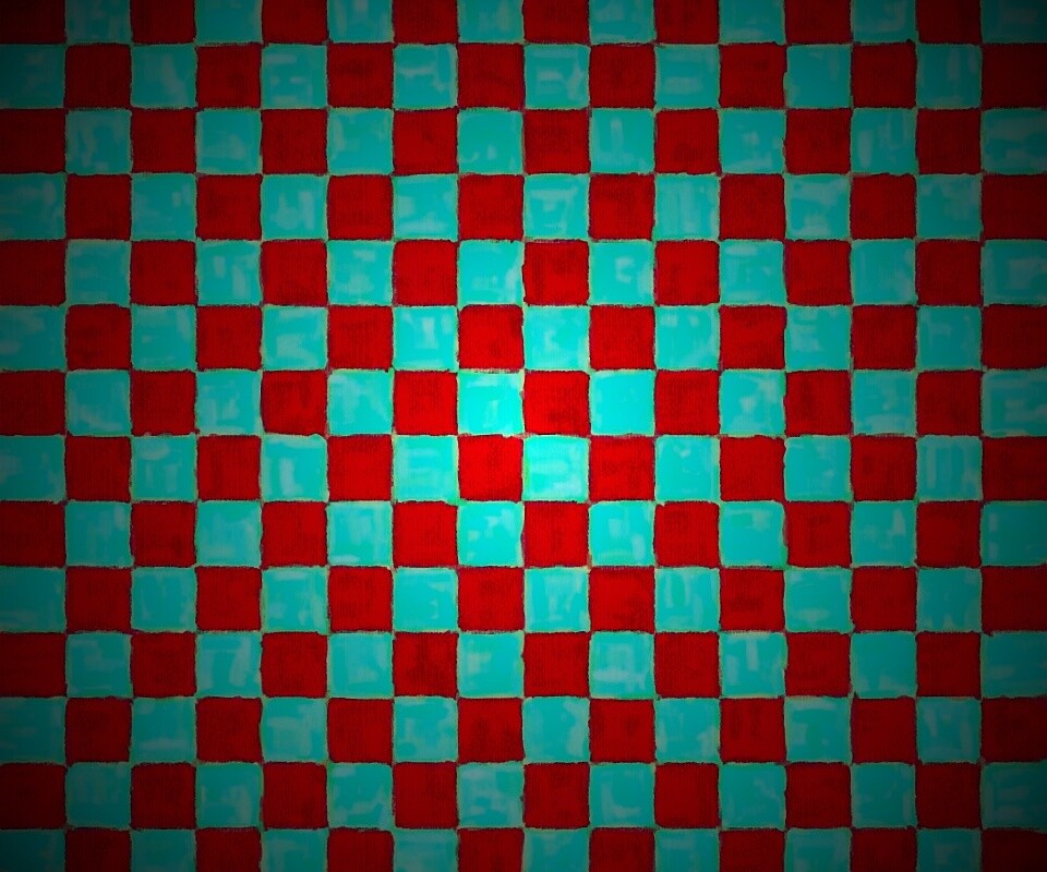 Рисованные красно-голубые клетки обои