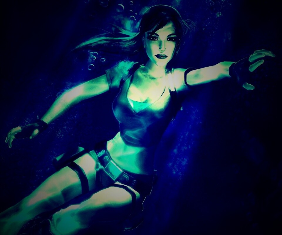 Лара под водой обои