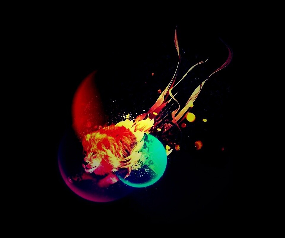 Лев в абстарктой фигне обои