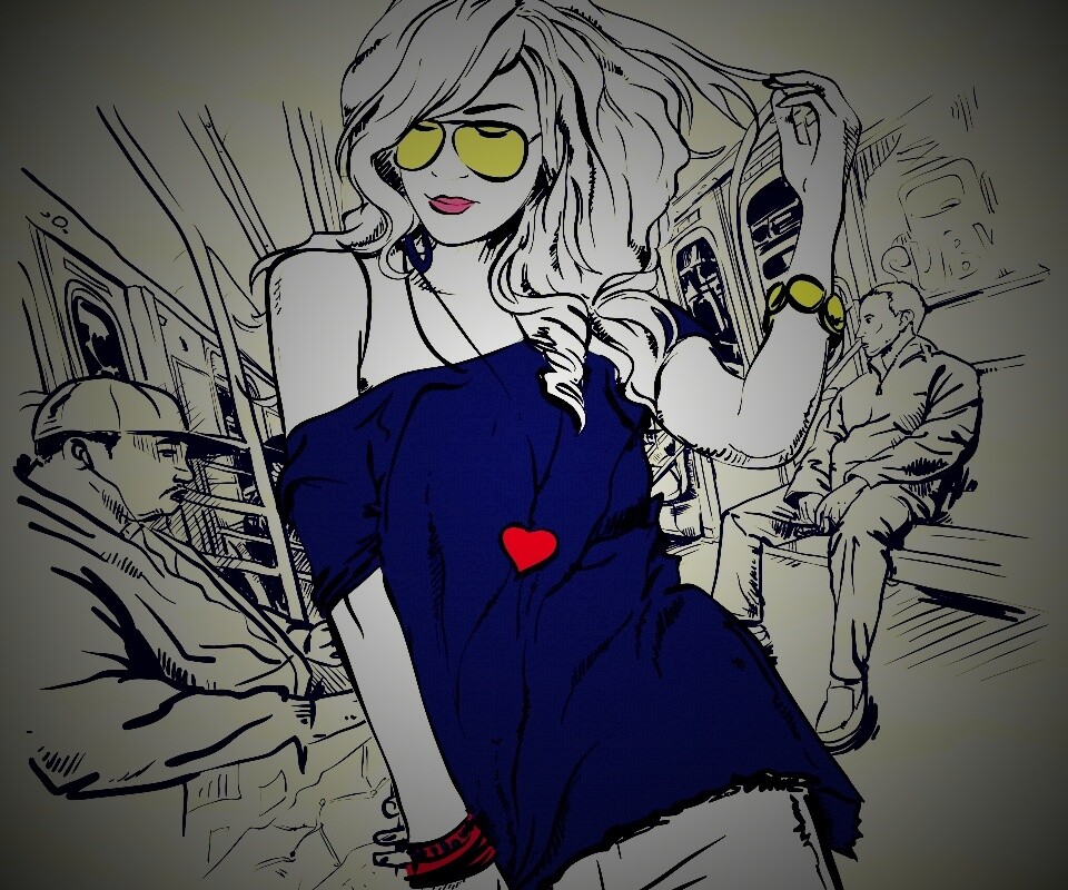 Стильная девушка в метро обои