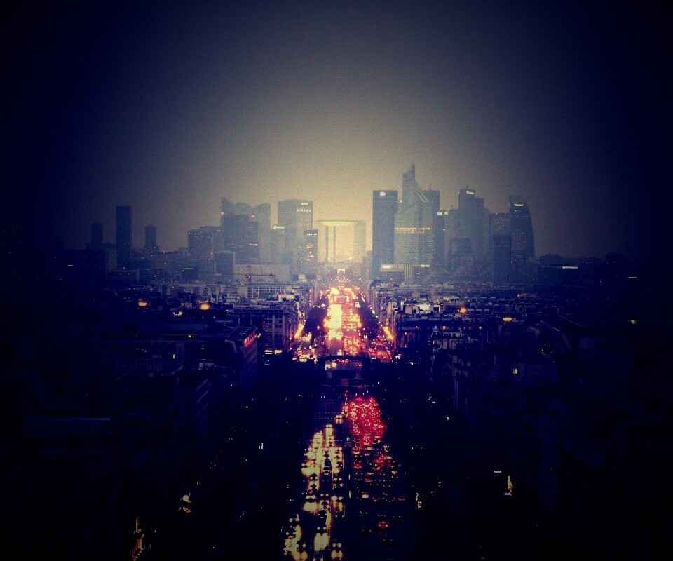 Ночной город в тумане обои