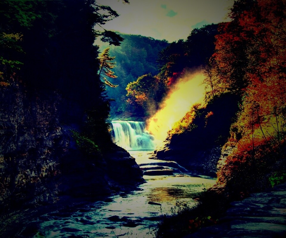 Скалистый водопад обои