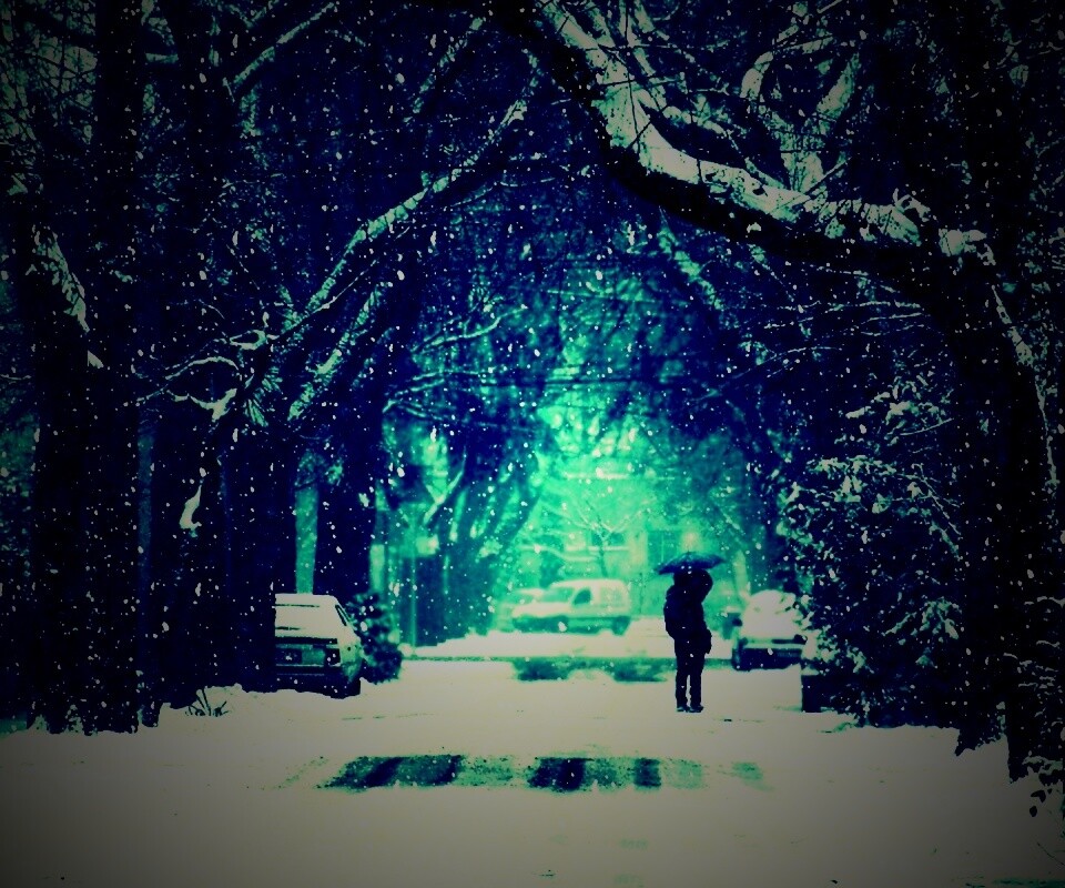 Зимняя улица обои