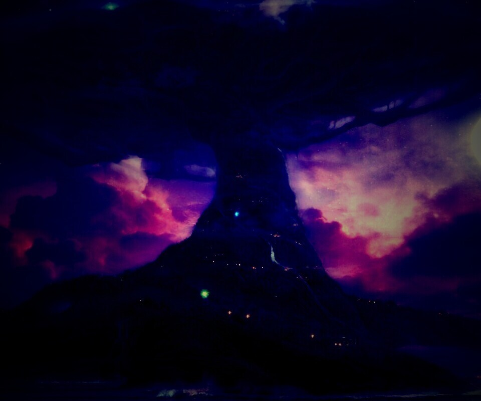 Дерево-город обои