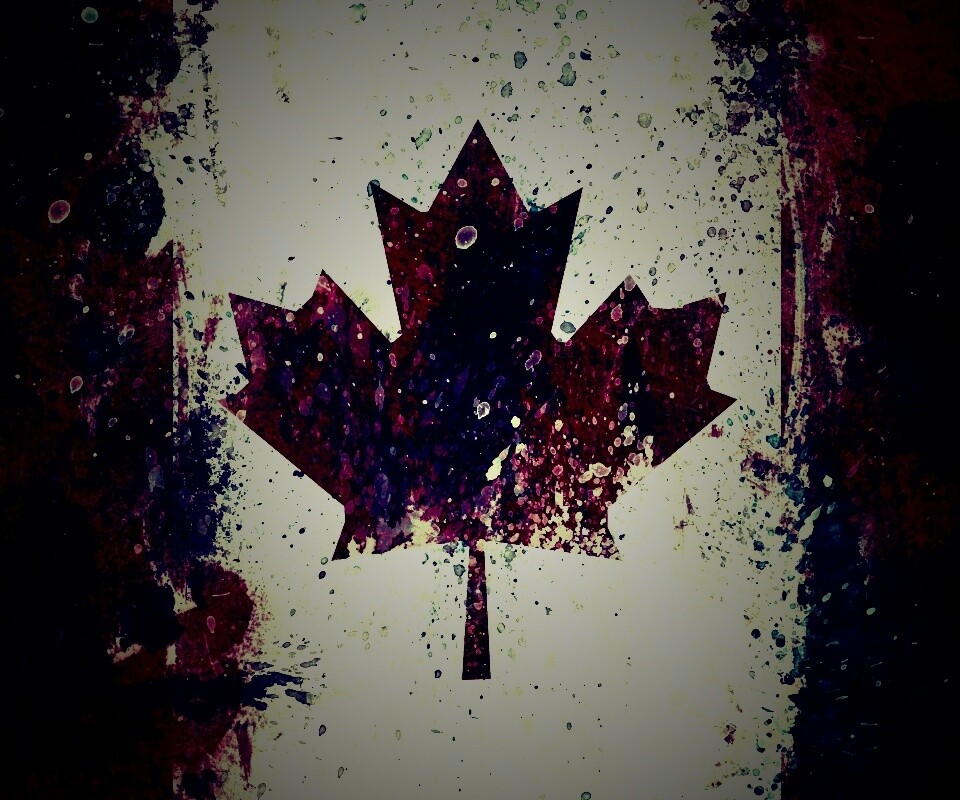 Флаг Канады нарисованный краской обои