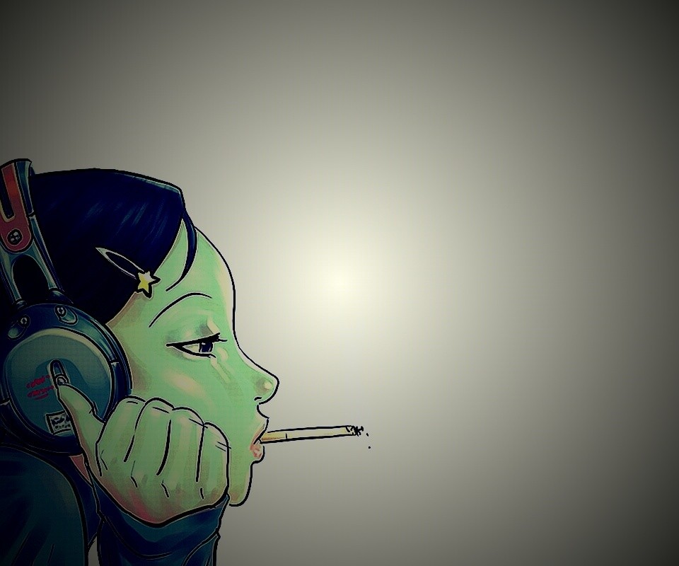 Курящая девушка обои