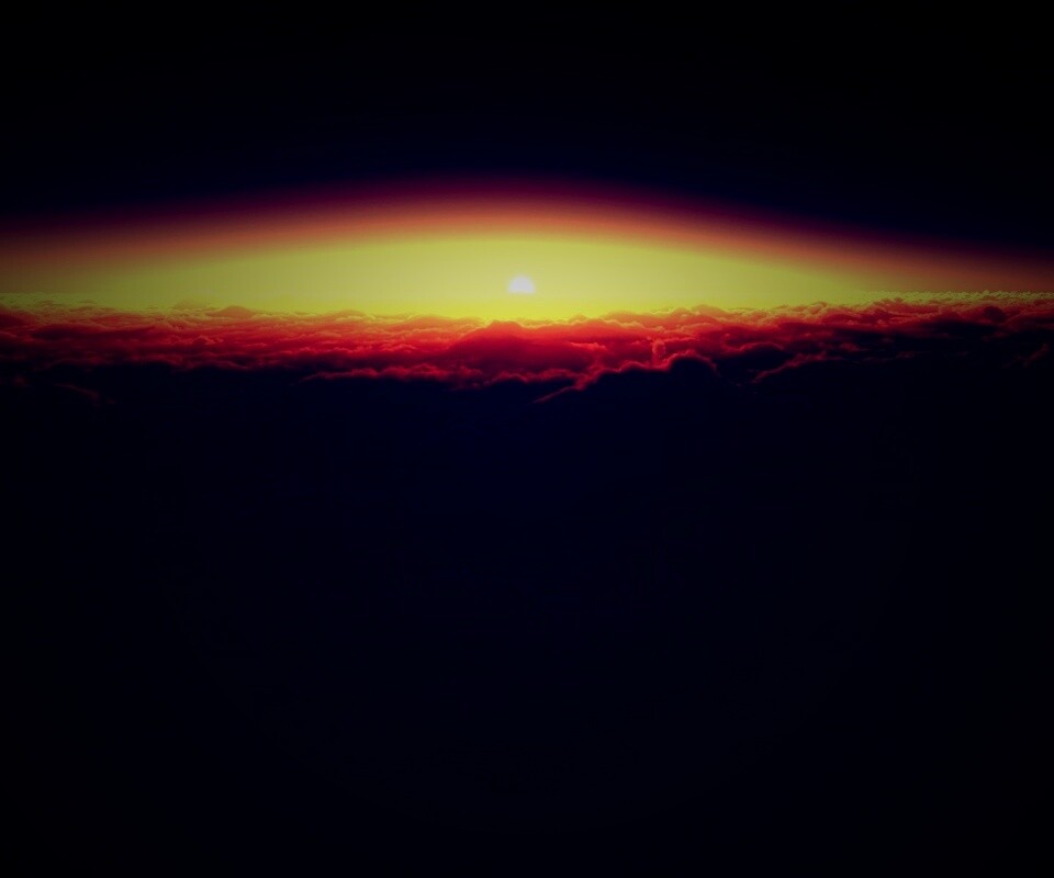 Закат над облаками обои