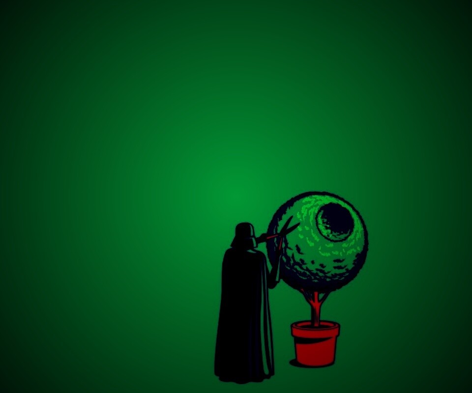 Дарт Вейдер постригает куст обои