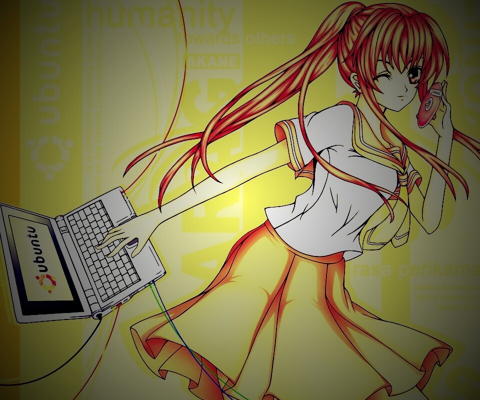 Ubuntu  в аниме обои