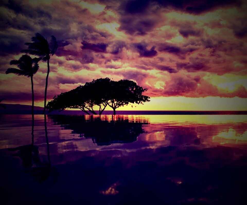 Восход над озером обои