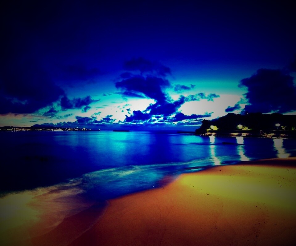 Пляж во франции ночью обои