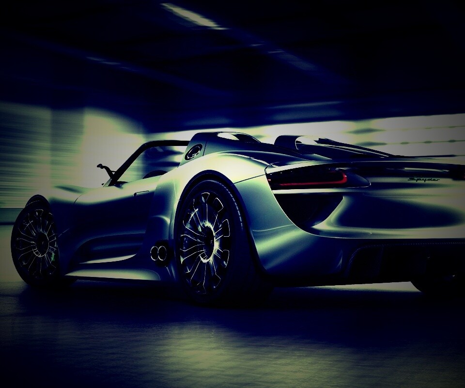 Porsche 918 Spider вид сзади обои