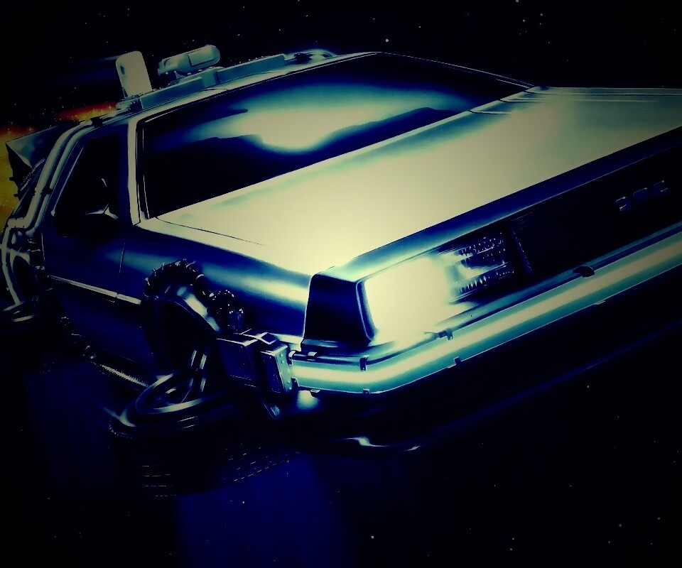 Летающий Делореан обои