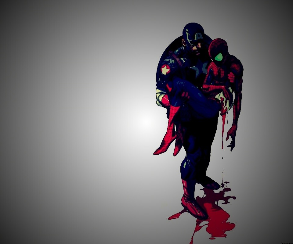Капитан Америка и раненный Человек-паук обои