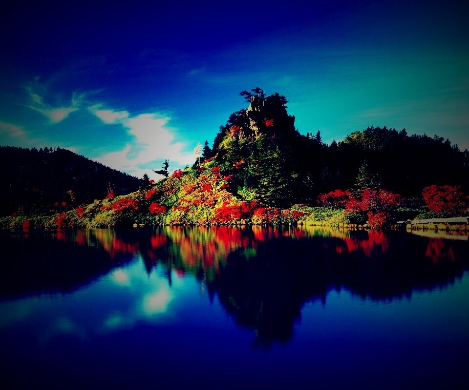 Берег озера в Японии обои