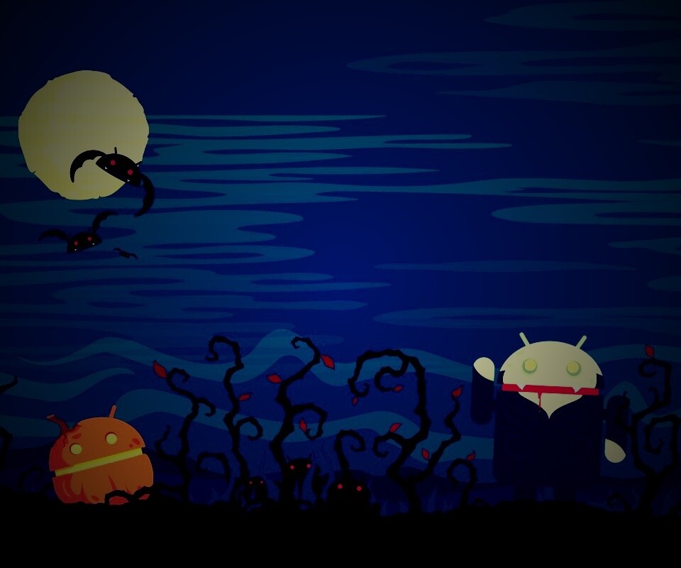 Хэллоуин в стиле Google Android обои